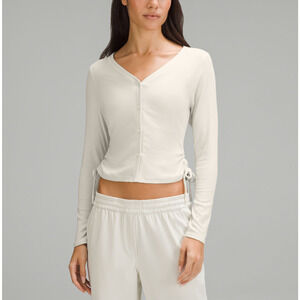 Lululemon Side-Cinch White Lenzing Ribbed Cardigan Size 4